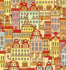 Рулонные шторы с рисунком города Divino DelDecor Термо-Блэкаут Макси LRB-0034